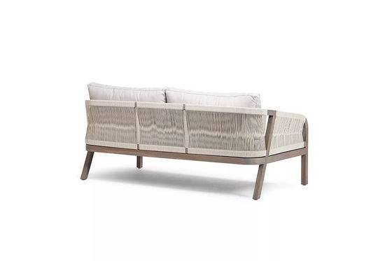 Rope Weave Sofa Patio Set AJUNION Teak Wood Frame Outdoor Furniture for Beach Gardens
