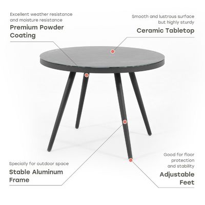 Specific AJUNION Wicker Rattan Outdoor Dining Set Aluminum Frame Round Table 4 Seating