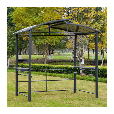 Interlaced Vented Polycarbonate Roof AJUNION Outdoor BBQ Gazebo with Steel Frame 5x8