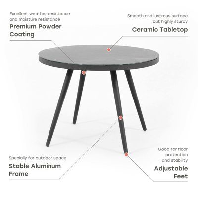 Aluminum Outdoor Dining Set for 4 Person Round Table and Armchair Garden Furniture