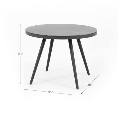Aluminum Outdoor Dining Set for 4 Person Round Table and Armchair Garden Furniture