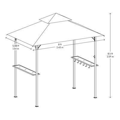Outdoor Patio Grill Gazebo Tent AJUNION 5x8 Double Tiered BBQ Canopy with Steel Frame
