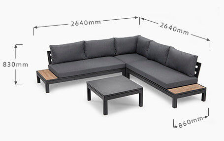 Y Mail Packing AJUNION Modern Luxury Garden Furniture L Shape Sectional Lounge Set