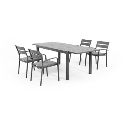 Extendable Metal Dining Table and Chair Set for 4-8 People in Courtyard by AJUNION