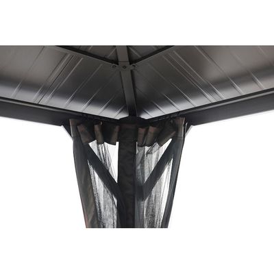 Polyester Fabric AJUNION 10x10ft Galvanized Steel Double Roof Gazebo Canopy with Zipper