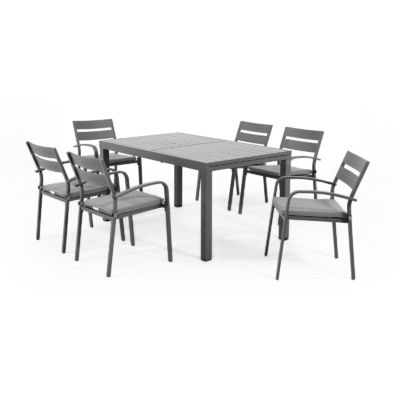 Extendable Metal Dining Table and Chair Set for 4-8 People in Courtyard by AJUNION