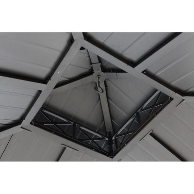Polyester Fabric AJUNION 10x10ft Galvanized Steel Double Roof Gazebo Canopy with Zipper