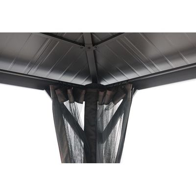 Polyester Fabric AJUNION 10x10ft Galvanized Steel Double Roof Gazebo Canopy with Zipper
