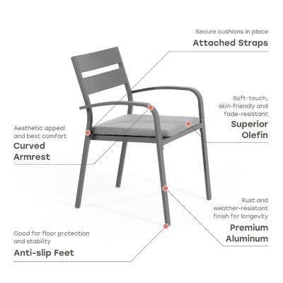 Extendable Metal Dining Table and Chair Set for 4-8 People in Courtyard by AJUNION