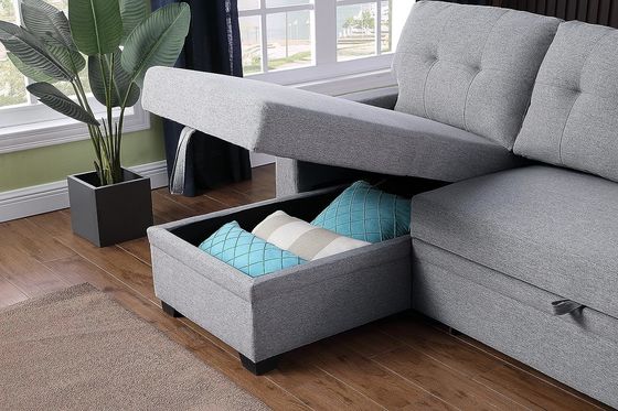 Mail Packing All Weather Fabric L Shape Sectional Sofa Bed Lounge Set with Cushions