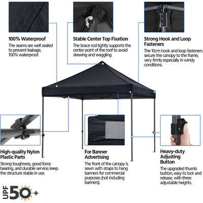 Outdoor Beach Sunshade Gazebo Tent D300 x W300 x H341cm Pop Up Canopy with Sand Bag