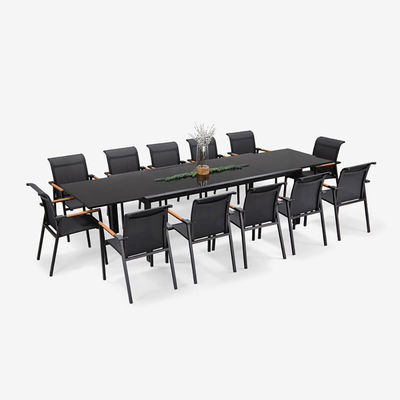 Stackable Chairs and Extendable Table AJUNION Aluminum Dining Set for Patio or Garden