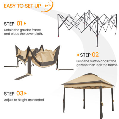 Powder Coated 3.3x3.3M Outdoor Gazebo Tent Pop Up with 4 Mesh Sidewalls Waterproof