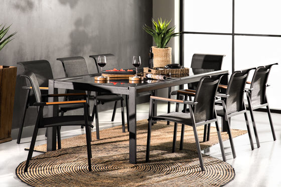 Extendable Patio Set L 336.5 x W 107.5 x H 75cm AJUNION Outdoor Aluminum Dining Table