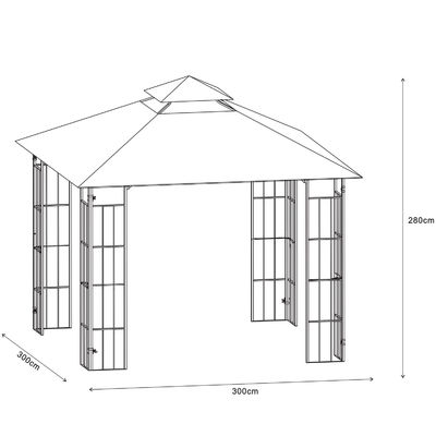 Polyester Fabric D300 x W300 x H280cm Grill Gazebo Replacement Canopy for Patio Shelter