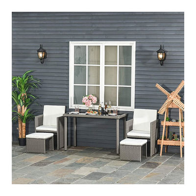 AJUNION Saving Space Design Furniture Garden Set with Cushions and PE Wicker Rattan