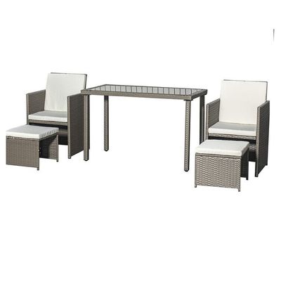 AJUNION Saving Space Design Furniture Garden Set with Cushions and PE Wicker Rattan