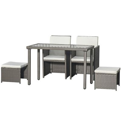 AJUNION Saving Space Design Furniture Garden Set with Cushions and PE Wicker Rattan
