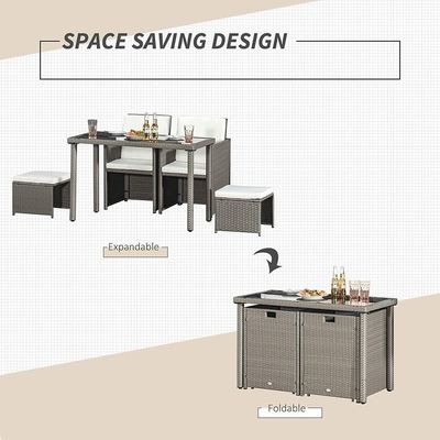 AJUNION Saving Space Design Furniture Garden Set with Cushions and PE Wicker Rattan