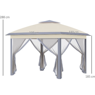 Rot Proof L330 x W330 x H288cm AJUNION Garden Gazebo Outdoor Canopy Shade Pop Up Tent