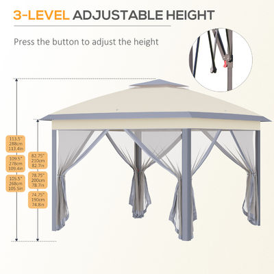 Rot Proof L330 x W330 x H288cm AJUNION Garden Gazebo Outdoor Canopy Shade Pop Up Tent