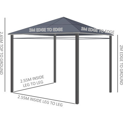 Steel Frame AJUNION Outdoor Waterproof Canopy Shelter Gazebo with Polycarbonate Roof