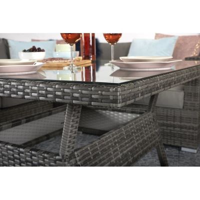 Outdoor Garden Dining Furniture Set with Bench by AJUNION Woven Rattan Corner Sofa