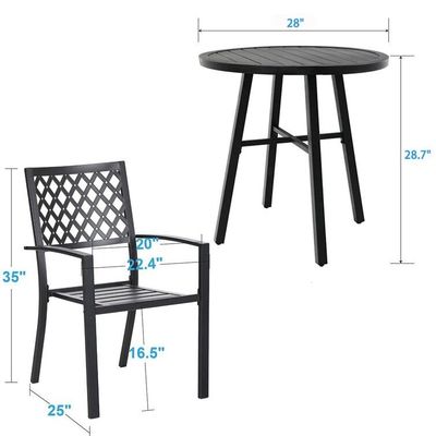 Outdoor Balcony Bistro Set Metal Garden Furniture with Foldable Design and 2 Seats