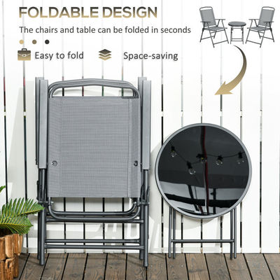 Portable Foldable Chair Balcony Furniture Bistro Set Garden Chair AJUNION Metal Outdoor