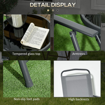 Portable Foldable Chair Balcony Furniture Bistro Set Garden Chair AJUNION Metal Outdoor