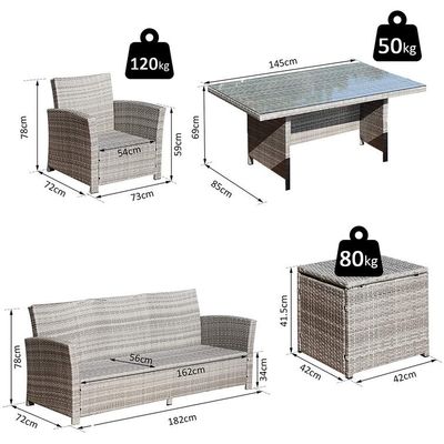 Leisure Outdoor AJUNION All Hand Woven Wicker Garden Furniture Set with Tempered Glass
