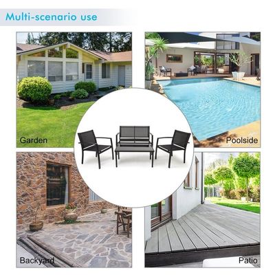 Balcony or Patio Lounge Set Metal Frame Garden Set for Outdoor 4 Seating Relaxation