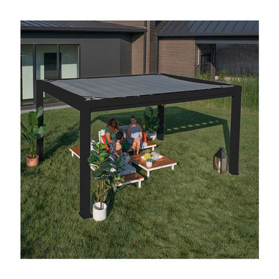 AJUNION 14x10 Garden Terrace Roof Louvered Pergola with Soft Canopy and Steel Frame