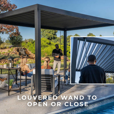 Outdoor Garden Bioclimatic Metal Pergola L20xW10ft with Waterproof Louver Roof System