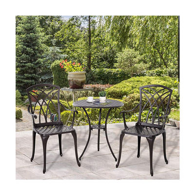 Cast Aluminum Balcony Furniture AJUNION 2 Seater Outdoor Bistro Set with Round Table