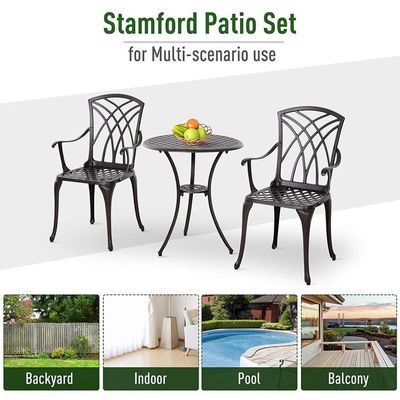 Cast Aluminum Balcony Furniture AJUNION 2 Seater Outdoor Bistro Set with Round Table