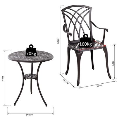 Cast Aluminum Balcony Furniture AJUNION 2 Seater Outdoor Bistro Set with Round Table