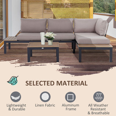Modern L Shape Sofa Set Metal Frame Outdoor Sectional Furniture Lounge Set by AJUNION