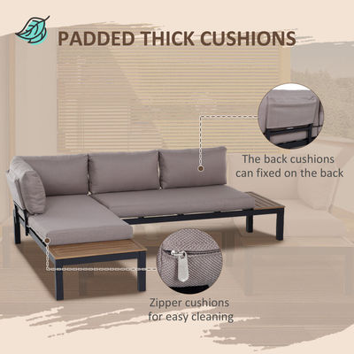 Modern L Shape Sofa Set Metal Frame Outdoor Sectional Furniture Lounge Set by AJUNION