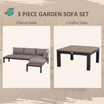 Modern L Shape Sofa Set Metal Frame Outdoor Sectional Furniture Lounge Set by AJUNION