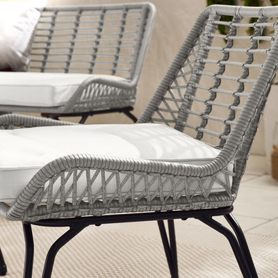 Metal Frame Garden Set 4 Seating Balcony Furniture Plastic Rattan Patio Furniture