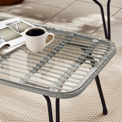 Metal Frame Garden Set 4 Seating Balcony Furniture Plastic Rattan Patio Furniture