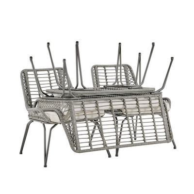 Metal Frame Garden Set 4 Seating Balcony Furniture Plastic Rattan Patio Furniture