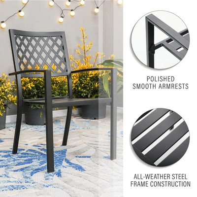 Metal Garden Set by AJUNION Waterproof Outdoor Furniture with Stackable Dining Chairs