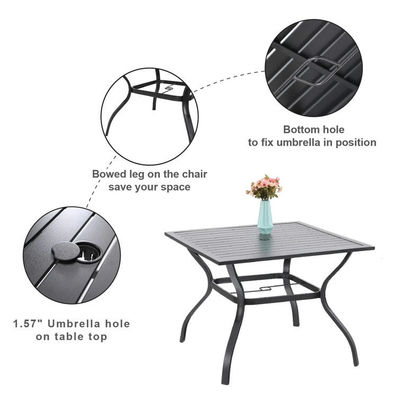 Metal Garden Set by AJUNION Waterproof Outdoor Furniture with Stackable Dining Chairs