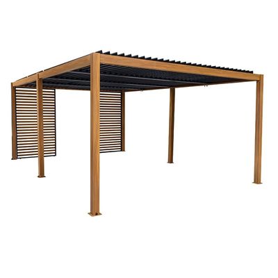 Modern Aluminum Terrace Canopy Roof Louvered Arbours Rot Proof Wooden Coated Pergola