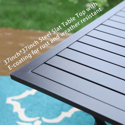Metal Garden Set by AJUNION Waterproof Outdoor Furniture with Stackable Dining Chairs