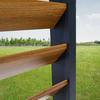 Modern Aluminum Terrace Canopy Roof Louvered Arbours Rot Proof Wooden Coated Pergola