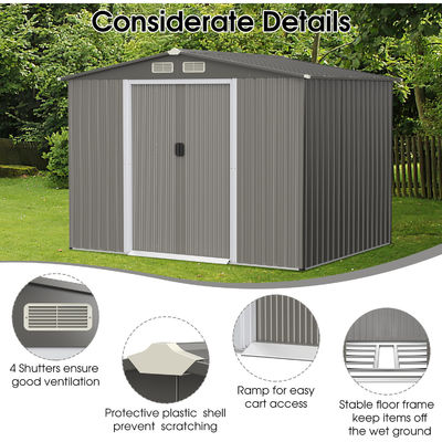 8x6ft Garden House Tools Storage Shed with Air Vent 69kg Powder Coated Frame by AJUNION