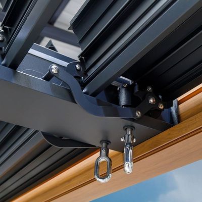 Modern Aluminum Terrace Canopy Roof Louvered Arbours Rot Proof Wooden Coated Pergola